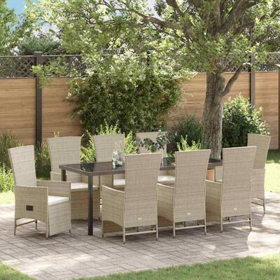 vidaXL Garten Essgruppe mit Kissen 9 pcs Beige Poly-Rattan - Beige vidaXL Garten Essgruppe mit Kissen 9 pcs Beige Poly-Rattan - Beige