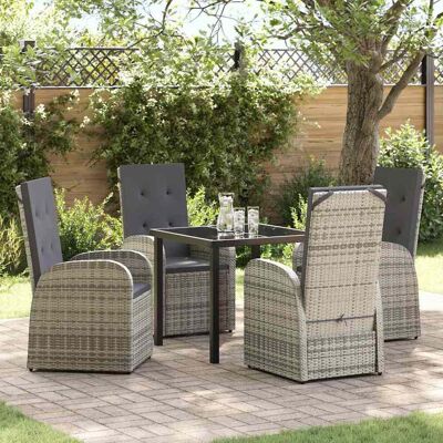 vidaXL Garten Essgruppe mit Kissen 5 pcs Grau Poly-Rattan - Grau vidaXL Garten Essgruppe mit Kissen 5 pcs Grau Poly-Rattan - Grau