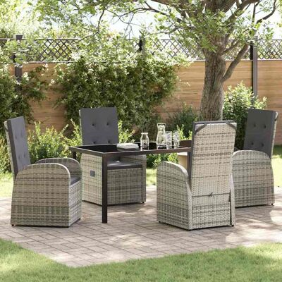 vidaXL Garten Essgruppe mit Kissen 5 pcs Grau Poly-Rattan - Grau vidaXL Garten Essgruppe mit Kissen 5 pcs Grau Poly-Rattan - Grau