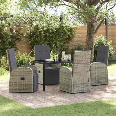 vidaXL Garten Essgruppe mit Kissen 5 pcs Grau Poly-Rattan - Grau vidaXL Garten Essgruppe mit Kissen 5 pcs Grau Poly-Rattan - Grau
