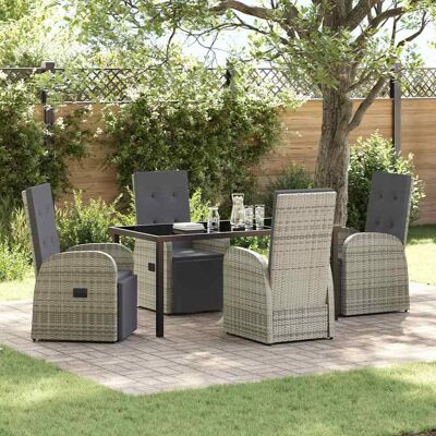 vidaXL Garten Essgruppe mit Kissen 5 pcs Grau Poly-Rattan - Grau vidaXL Garten Essgruppe mit Kissen 5 pcs Grau Poly-Rattan - Grau