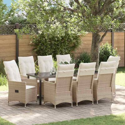 vidaXL Garten Essgruppe mit Kissen 9 pcs Beige Poly-Rattan - Beige vidaXL Garten Essgruppe mit Kissen 9 pcs Beige Poly-Rattan - Beige