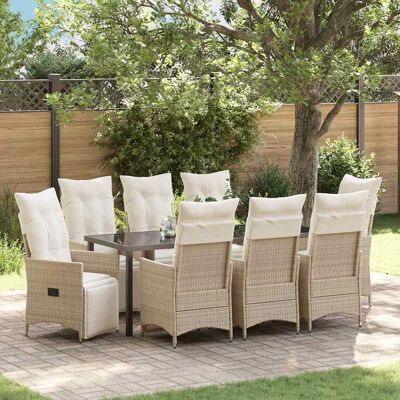 vidaXL Garten Essgruppe mit Kissen 9 pcs Beige Poly-Rattan - Beige vidaXL Garten Essgruppe mit Kissen 9 pcs Beige Poly-Rattan - Beige