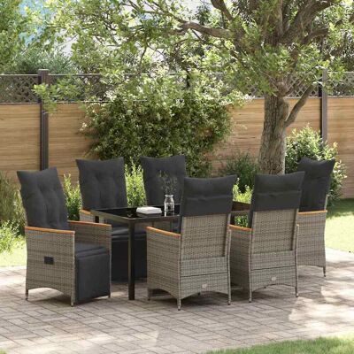 vidaXL Garten Essgruppe mit Kissen 7 pcs Grau Poly-Rattan - Grau vidaXL Garten Essgruppe mit Kissen 7 pcs Grau Poly-Rattan - Grau