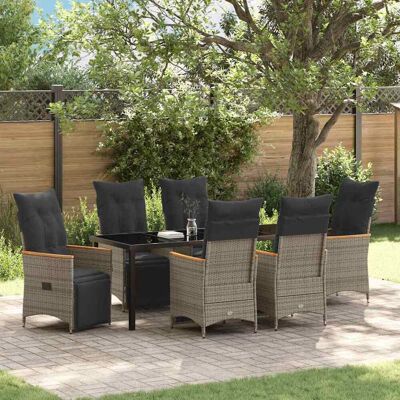 vidaXL Garten Essgruppe mit Kissen 7 pcs Grau Poly-Rattan - Grau vidaXL Garten Essgruppe mit Kissen 7 pcs Grau Poly-Rattan - Grau