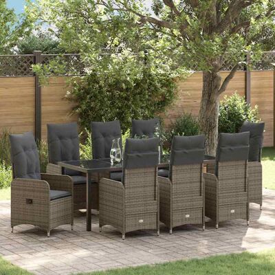 vidaXL Garten Essgruppe 9 pcs Grau Poly-Rattan - Grau vidaXL Garten Essgruppe 9 pcs Grau Poly-Rattan - Grau