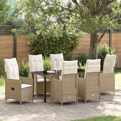 vidaXL Garten Essgruppe 7 pcs Beige Poly-Rattan - Beige vidaXL Garten Essgruppe 7 pcs Beige Poly-Rattan - Beige