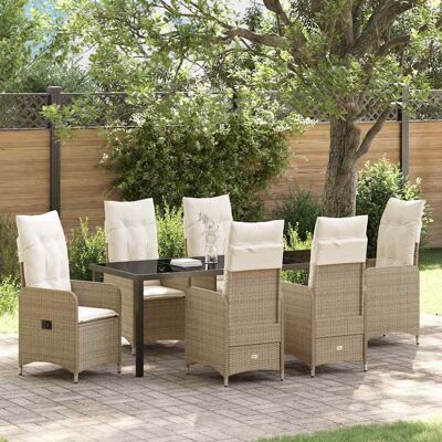 vidaXL Garten Essgruppe 7 pcs Beige Poly-Rattan - Beige vidaXL Garten Essgruppe 7 pcs Beige Poly-Rattan - Beige
