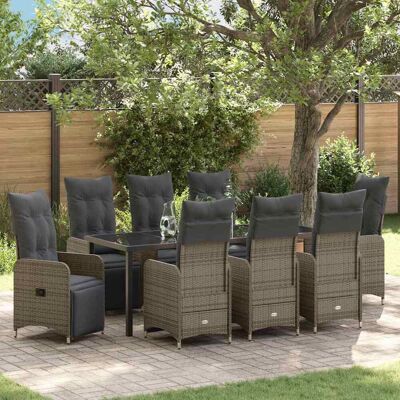vidaXL Garten Essgruppe 9 pcs Beige Poly-Rattan - Beige vidaXL Garten Essgruppe 9 pcs Beige Poly-Rattan - Beige
