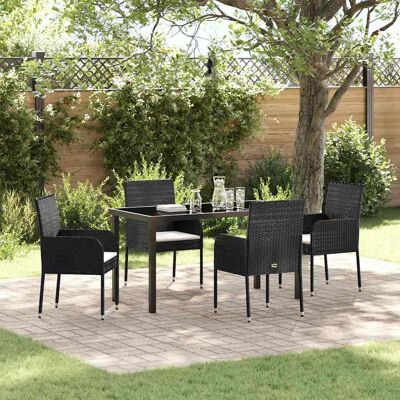 vidaXL Garten Essgruppe mit Kissen 5 pcs Schwarz Poly-Rattan - Schwarz vidaXL Garten Essgruppe mit Kissen 5 pcs Schwarz Poly-Rattan - Schwarz