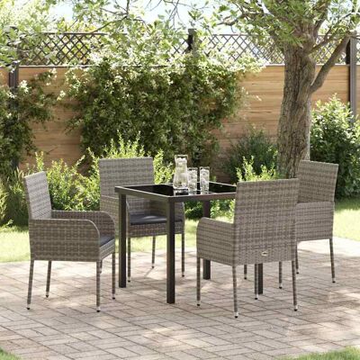 vidaXL Garten Essgruppe mit Kissen 5 pcs Grau Poly-Rattan - Grau vidaXL Garten Essgruppe mit Kissen 5 pcs Grau Poly-Rattan - Grau