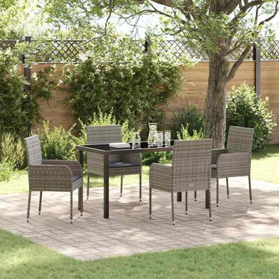 vidaXL Garten Essgruppe mit Kissen 5 pcs Grau Poly-Rattan - Grau vidaXL Garten Essgruppe mit Kissen 5 pcs Grau Poly-Rattan - Grau