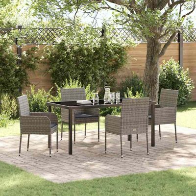 vidaXL Garten Essgruppe mit Kissen 5 pcs Grau Poly-Rattan - Grau vidaXL Garten Essgruppe mit Kissen 5 pcs Grau Poly-Rattan - Grau