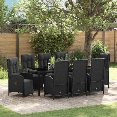 vidaXL Garten Essgruppe mit Kissen 9 pcs Schwarz Poly-Rattan - Schwarz vidaXL Garten Essgruppe mit Kissen 9 pcs Schwarz Poly-Rattan - Schwarz