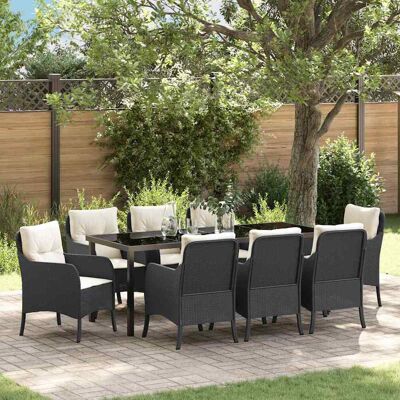 vidaXL Garten Essgruppe mit Kissen 9 pcs Schwarz Poly-Rattan - Schwarz vidaXL Garten Essgruppe mit Kissen 9 pcs Schwarz Poly-Rattan - Schwarz