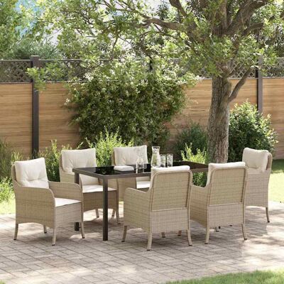 vidaXL Garten Essgruppe mit Kissen 7 pcs Beige Poly-Rattan - Beige vidaXL Garten Essgruppe mit Kissen 7 pcs Beige Poly-Rattan - Beige