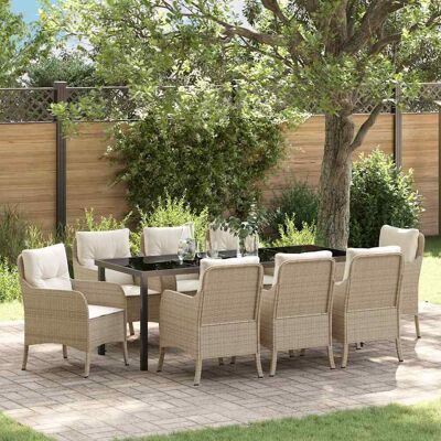 vidaXL Garten Essgruppe mit Kissen 9 pcs Beige Poly-Rattan - Beige vidaXL Garten Essgruppe mit Kissen 9 pcs Beige Poly-Rattan - Beige