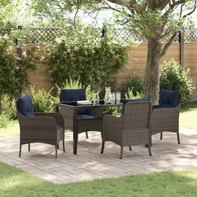 vidaXL Garten Essgruppe mit Kissen 5 pcs Grau Poly-Rattan - Grau vidaXL Garten Essgruppe mit Kissen 5 pcs Grau Poly-Rattan - Grau
