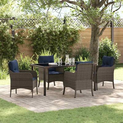 vidaXL Garten Essgruppe mit Kissen 5 pcs Grau Poly-Rattan - Grau vidaXL Garten Essgruppe mit Kissen 5 pcs Grau Poly-Rattan - Grau