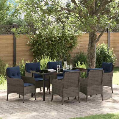 vidaXL Garten Essgruppe mit Kissen 7 pcs Grau Poly-Rattan - Grau vidaXL Garten Essgruppe mit Kissen 7 pcs Grau Poly-Rattan - Grau