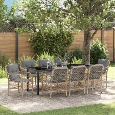 vidaXL Garten Essgruppe mit Kissen 9 pcs Beige Poly-Rattan - Beige vidaXL Garten Essgruppe mit Kissen 9 pcs Beige Poly-Rattan - Beige