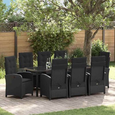 vidaXL Garten Essgruppe mit Kissen 9 pcs Schwarz Poly-Rattan - Schwarz vidaXL Garten Essgruppe mit Kissen 9 pcs Schwarz Poly-Rattan - Schwarz