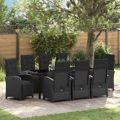 vidaXL Garten Essgruppe mit Kissen 9 pcs Schwarz Poly-Rattan - Schwarz vidaXL Garten Essgruppe mit Kissen 9 pcs Schwarz Poly-Rattan - Schwarz