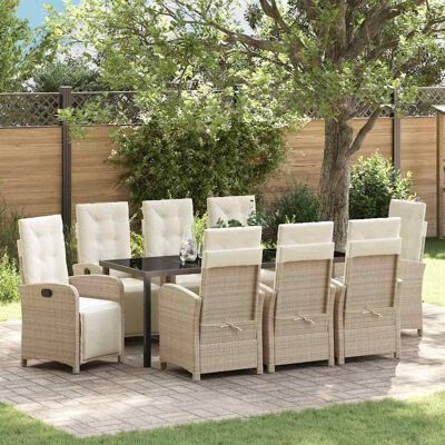 vidaXL Garten Essgruppe mit Kissen 9 pcs Beige Poly-Rattan - Beige vidaXL Garten Essgruppe mit Kissen 9 pcs Beige Poly-Rattan - Beige
