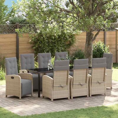 vidaXL Garten Essgruppe mit Kissen 9 pcs Beige Poly-Rattan - Beige vidaXL Garten Essgruppe mit Kissen 9 pcs Beige Poly-Rattan - Beige