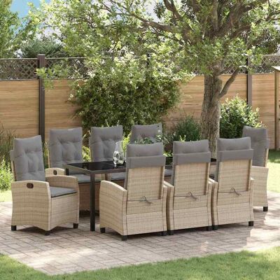 vidaXL Garten Essgruppe mit Kissen 9 pcs Beige Poly-Rattan - Beige vidaXL Garten Essgruppe mit Kissen 9 pcs Beige Poly-Rattan - Beige