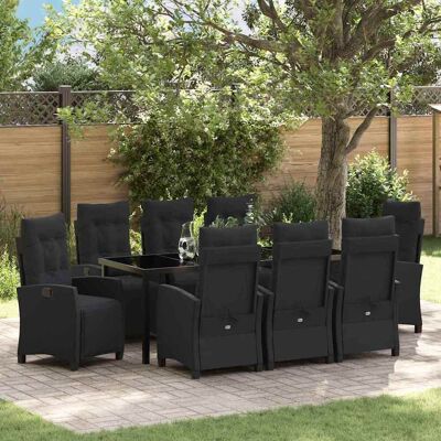 vidaXL Garten Essgruppe mit Kissen 9 pcs Schwarz Poly-Rattan - Schwarz vidaXL Garten Essgruppe mit Kissen 9 pcs Schwarz Poly-Rattan - Schwarz