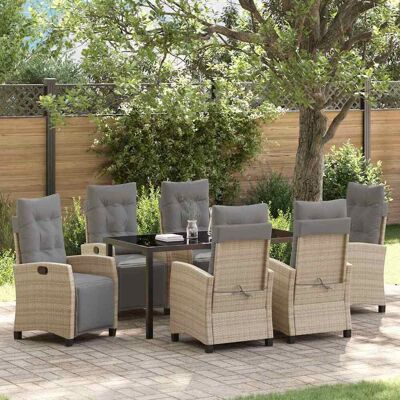 vidaXL Garten Essgruppe mit Kissen 7 pcs Beige Poly-Rattan - Beige vidaXL Garten Essgruppe mit Kissen 7 pcs Beige Poly-Rattan - Beige