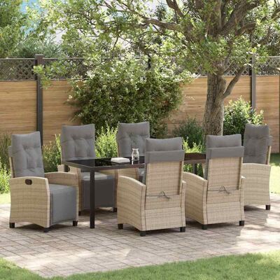 vidaXL Garten Essgruppe mit Kissen 7 pcs Beige Poly-Rattan - Beige vidaXL Garten Essgruppe mit Kissen 7 pcs Beige Poly-Rattan - Beige