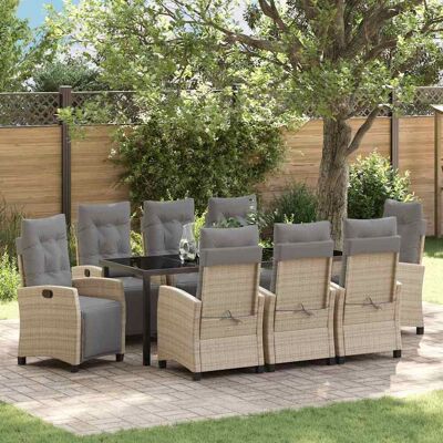 vidaXL Garten Essgruppe mit Kissen 9 pcs Beige Poly-Rattan - Beige vidaXL Garten Essgruppe mit Kissen 9 pcs Beige Poly-Rattan - Beige