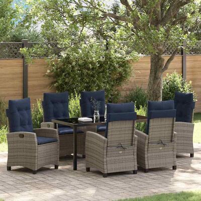 vidaXL Garten Essgruppe mit Kissen 7 pcs Grau Poly-Rattan - Grau vidaXL Garten Essgruppe mit Kissen 7 pcs Grau Poly-Rattan - Grau