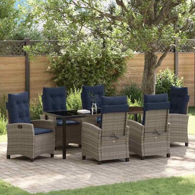 vidaXL Garten Essgruppe mit Kissen 7 pcs Grau Poly-Rattan - Grau vidaXL Garten Essgruppe mit Kissen 7 pcs Grau Poly-Rattan - Grau