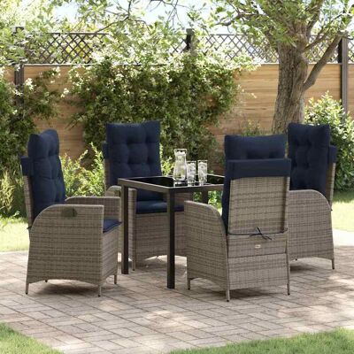 vidaXL Garten Essgruppe mit Kissen 5 pcs Grau und Schwarz Rattan - Grau vidaXL Garten Essgruppe mit Kissen 5 pcs Grau und Schwarz Rattan - Grau