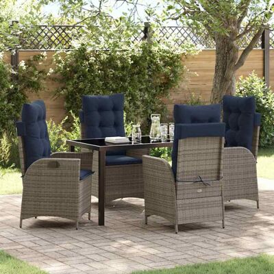 vidaXL Garten Essgruppe mit Kissen 5 pcs Grau und Schwarz Rattan - Grau vidaXL Garten Essgruppe mit Kissen 5 pcs Grau und Schwarz Rattan - Grau