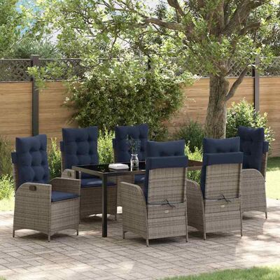 vidaXL Garten Essgruppe mit Kissen 7 pcs Grau und Schwarz Rattan - Grau vidaXL Garten Essgruppe mit Kissen 7 pcs Grau und Schwarz Rattan - Grau