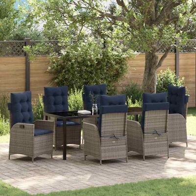 vidaXL Garten Essgruppe mit Kissen 7 pcs Grau und Schwarz Rattan - Grau vidaXL Garten Essgruppe mit Kissen 7 pcs Grau und Schwarz Rattan - Grau