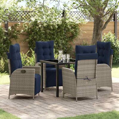 vidaXL Garten Essgruppe mit Kissen 5 pcs Grau und Schwarz Rattan - Grau vidaXL Garten Essgruppe mit Kissen 5 pcs Grau und Schwarz Rattan - Grau