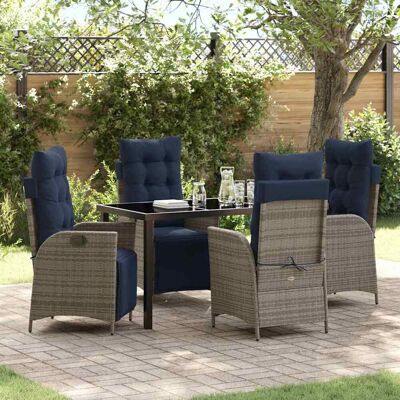 vidaXL Garten Essgruppe mit Kissen 5 pcs Grau und Schwarz Rattan - Grau vidaXL Garten Essgruppe mit Kissen 5 pcs Grau und Schwarz Rattan - Grau