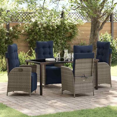 vidaXL Garten Essgruppe mit Kissen 5 pcs Grau und Schwarz Rattan - Grau vidaXL Garten Essgruppe mit Kissen 5 pcs Grau und Schwarz Rattan - Grau