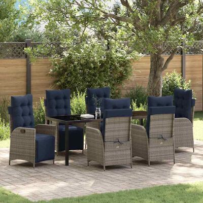 vidaXL Garten Essgruppe mit Kissen 7 pcs Grau und Schwarz Rattan - Grau vidaXL Garten Essgruppe mit Kissen 7 pcs Grau und Schwarz Rattan - Grau