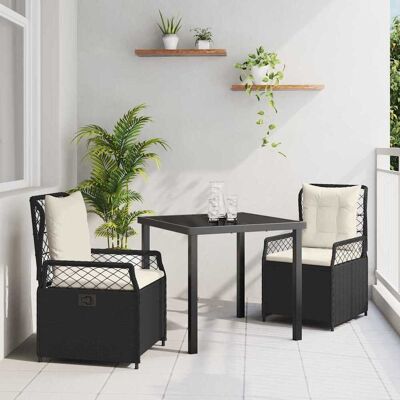 vidaXL Garten Essgruppe 3 pcs Schwarz Poly-Rattan - Schwarz vidaXL Garten Essgruppe 3 pcs Schwarz Poly-Rattan - Schwarz