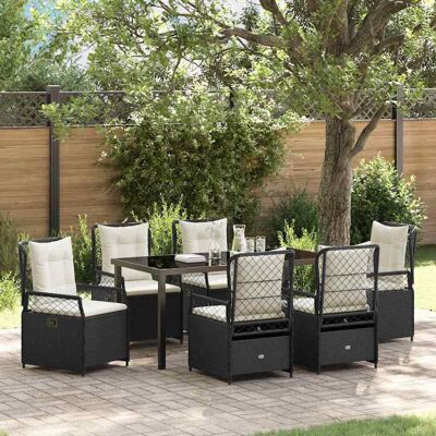 vidaXL Garten Essgruppe 7 pcs Schwarz Poly-Rattan - Schwarz vidaXL Garten Essgruppe 7 pcs Schwarz Poly-Rattan - Schwarz