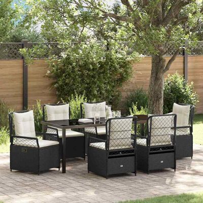 vidaXL Garten Essgruppe 7 pcs Schwarz Poly-Rattan - Schwarz vidaXL Garten Essgruppe 7 pcs Schwarz Poly-Rattan - Schwarz