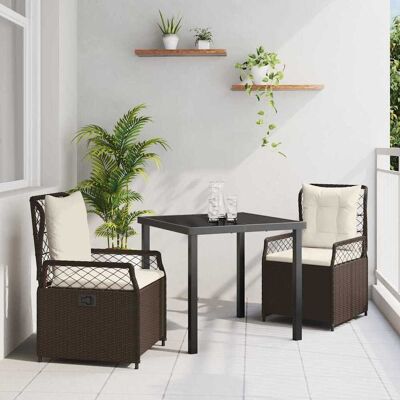 vidaXL Garten Essgruppe 3 pcs Braun Poly-Rattan - Braun vidaXL Garten Essgruppe 3 pcs Braun Poly-Rattan - Braun