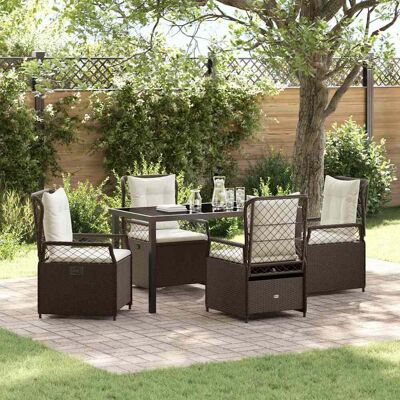 vidaXL Garten Essgruppe 5 pcs Braun Poly-Rattan - Braun vidaXL Garten Essgruppe 5 pcs Braun Poly-Rattan - Braun