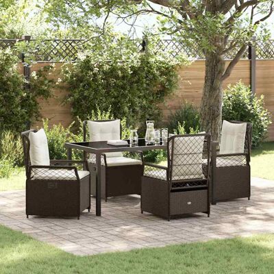 vidaXL Garten Essgruppe 5 pcs Braun Poly-Rattan - Braun vidaXL Garten Essgruppe 5 pcs Braun Poly-Rattan - Braun